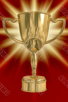 Gold cup of the winner. the 3D  image.
