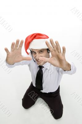 businessman showing his palms