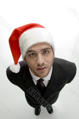 businessman with santa cap