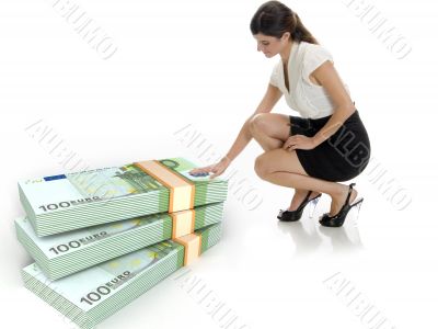 businesswoman and  europian currency