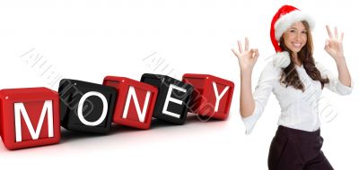 money text and women gesture okay