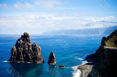 Yellow taxi on Western Madeira coast