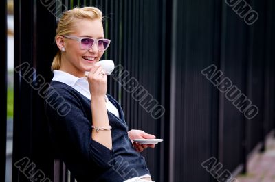 Beautiful young woman and coffee