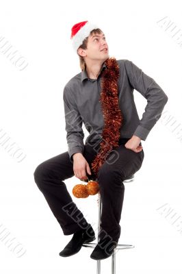 man wearing Santa hat