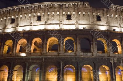 Italy Coliseum in the night close up