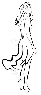 Stylised  woman drawing