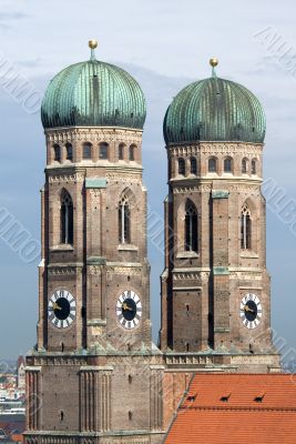 Towers of Frauenkirche Cathedral Church in Munich