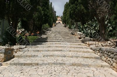 Long stairway in Pollenca, Mallorca
