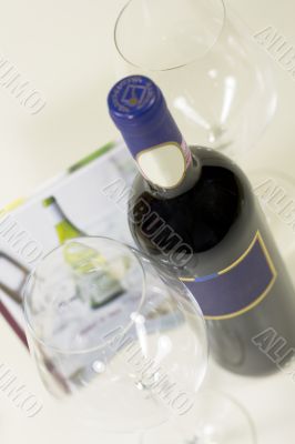 Bottle of wine and glasses