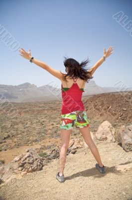 woman hands up backwards