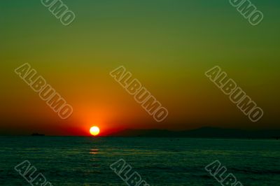 Colorful sunset on sea