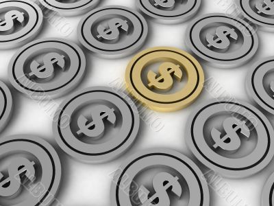 display of dollar coins