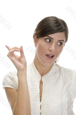 smiling lady pointing