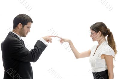 attractive couple joining fingers