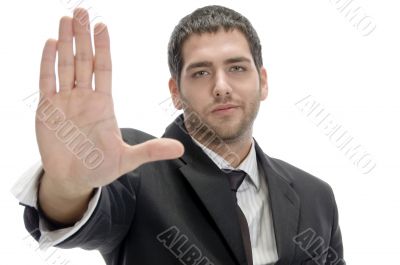 businessman stopping someone