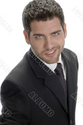 smiling businessman looking to camera