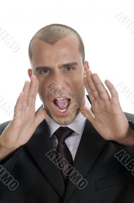 businessman shouting