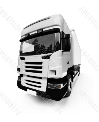semi truck over white
