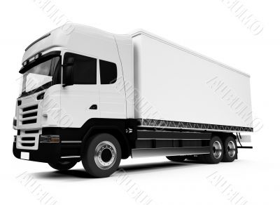 semi truck over white