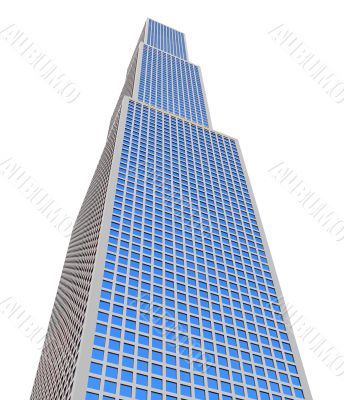 skyscraper over white