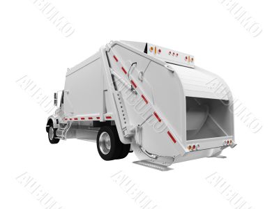 trash truck over white