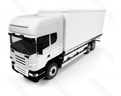 semi truck over white