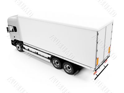 semi truck over white