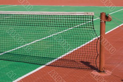 Tennis court with a net