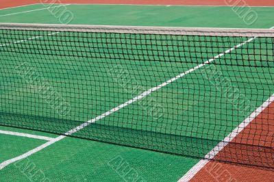 Tennis court with a net
