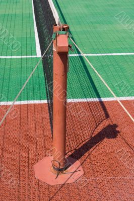 Tennis court with a net