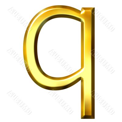 3D Golden Letter q