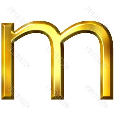3D Golden Letter m