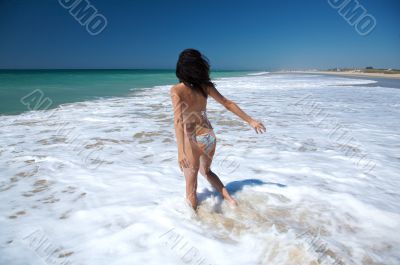 woman on white water