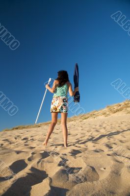 with parasol at the beach