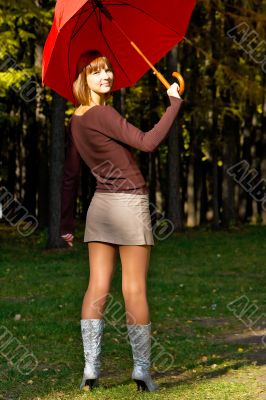 girl with a red umbrella