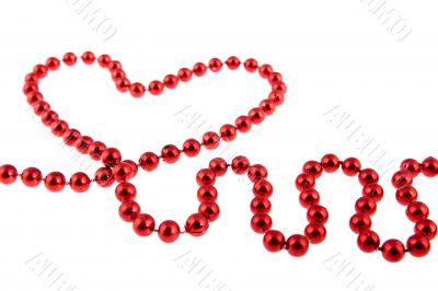 Heart from a red pearl necklace