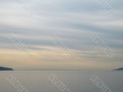monochromatic sky and ocean