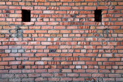 Red old brick wall structure