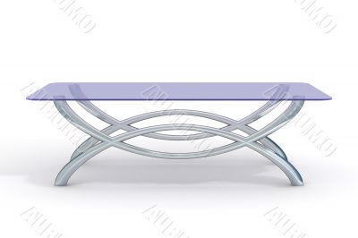 glass little table on a white background. 3D image.