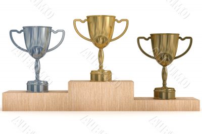 Cups for winners of competitions. 3D  image.