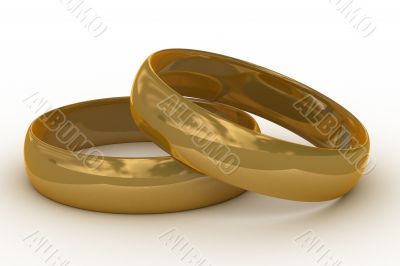 Two gold wedding rings. the 3D  image.