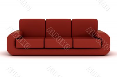 Isolated leather sofa. An interior. 3D image.