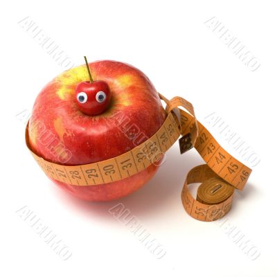 Apple, sweet cherry and tape-line