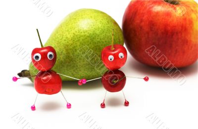 two amusing little men from a sweet cherry