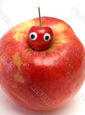 sweet cherry & big red apple