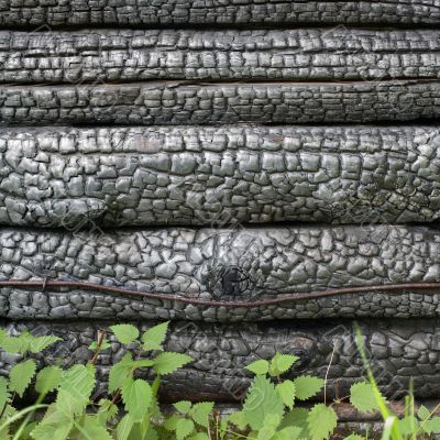 Black charred wall