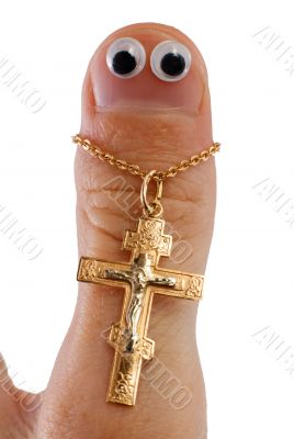 Finger and a cross