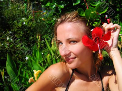 Woman and flower