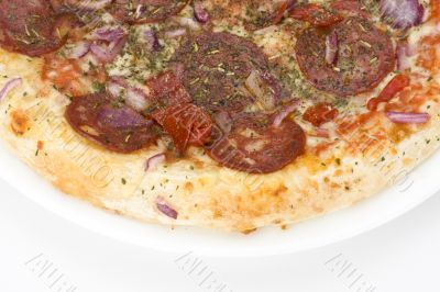pizza on a white plate