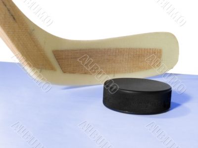 Hockey stick and puck
